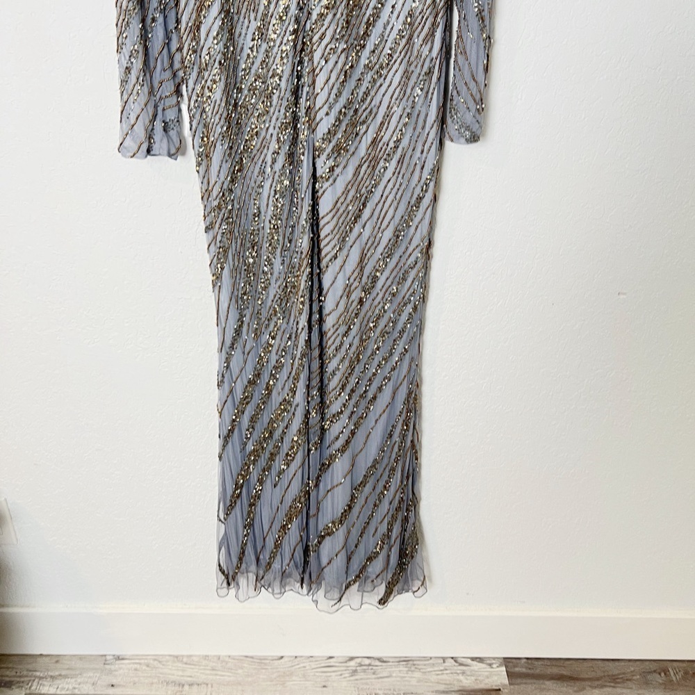 Mac Duggal Beaded Long Sleeve Tulle Column Gown - Picture 6 of 9